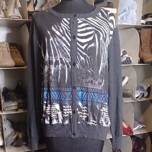 New Eugen Klein Zebra Print Button Down Top - Black and Blue Made In England